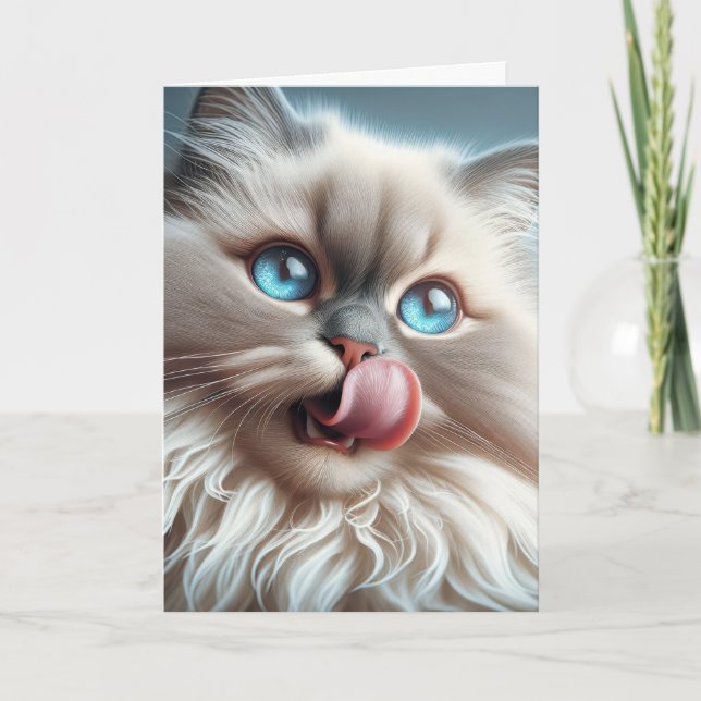 Himalayan Cat Birthday Humour Card (Front)