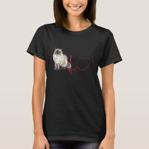 Himalayan Cat Heartbeat EKG Funny I Love My Cat T-Shirt