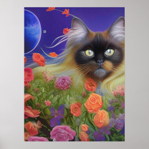 Himalayan Cat in the Garden Poster