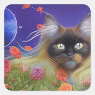 Himalayan Cat in the Garden    Square Sticker