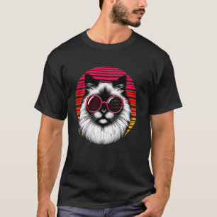 Himalayan Cat Retro Vintage Sunset Sunglasses 70s T-Shirt