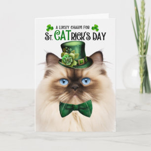 Himalayan Cat St CATrick's Day Lucky Charm Holiday Card