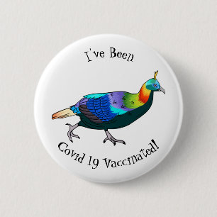Himalayan monal bird cartoon illustration  6 cm round badge