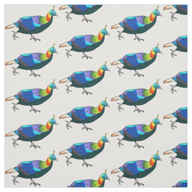 Himalayan monal bird cartoon illustration  fabric (Swatch)