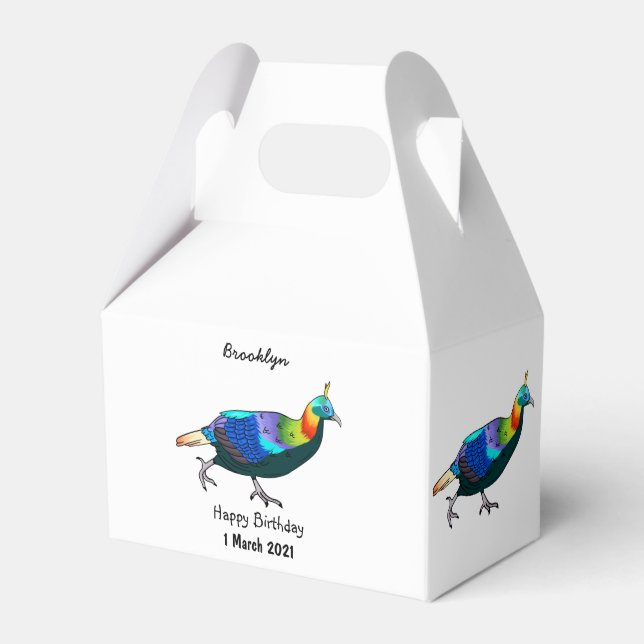 Himalayan monal bird cartoon illustration  favour box (Front Side)