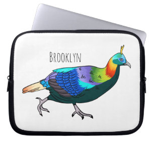 Himalayan monal bird cartoon illustration laptop sleeve