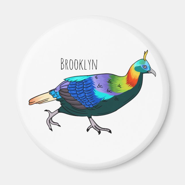 Himalayan monal bird cartoon illustration  magnet (Front)