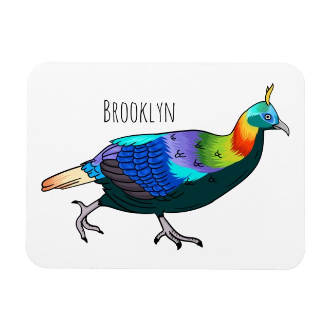 Himalayan monal bird cartoon illustration magnet (Horizontal)