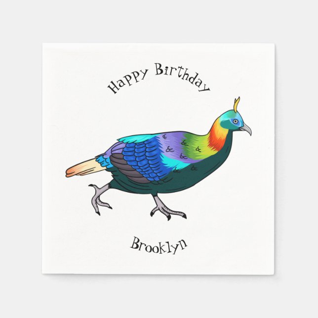 Himalayan monal bird cartoon illustration  napkin (Front)