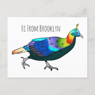 Himalayan monal bird cartoon illustration postcard