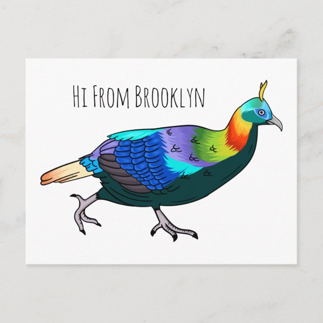 Himalayan monal bird cartoon illustration postcard (Front)