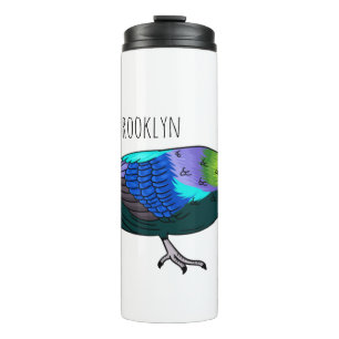 Himalayan monal bird cartoon illustration thermal tumbler
