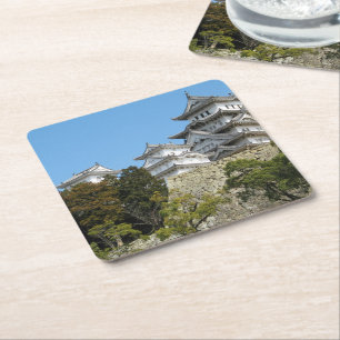 Himeji Castle 姫路城, Hyogo, Japan Square Paper Coaster