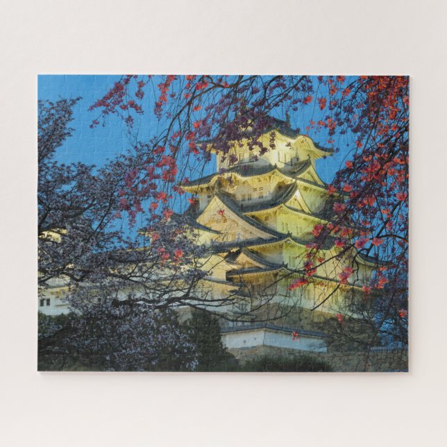 Himeji Castle in Japan with Cherry Blossoms Jigsaw Puzzle (Horizontal)