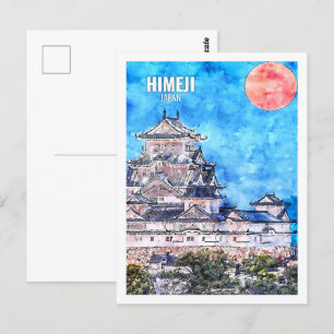 Himeji Japan Famous Travel Place Watercolor Postcard