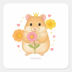HIMEKARI Floral Hamster Sticker – Clear