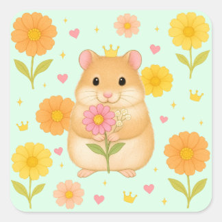 HIMEKARI Floral Hamster Sticker – Green
