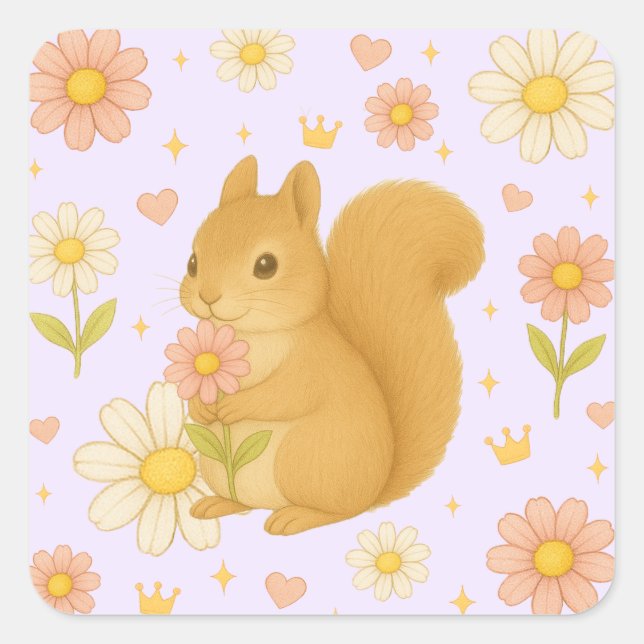 HIMEKARI Floral Squirrel Sticker (Purple) (Front)