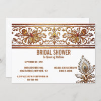 Hindi Indian bride gold peacock feather henna chic