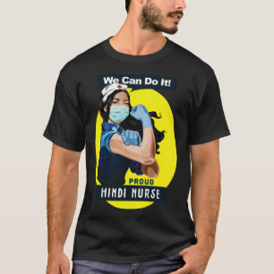 Hindi Proud Frontline Worker Rosie Riveter Nurse D T-Shirt