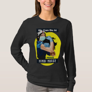 Hindi Proud Frontline Worker Rosie Riveter Nurse D T-Shirt