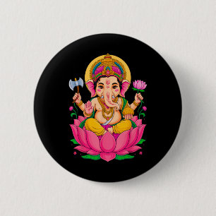Hindou Ganesh Puja Elephant God India Méditation Y 6 Cm Round Badge