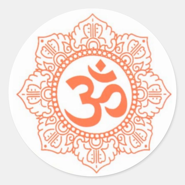 HINDU - BUDDHA SYMBOLS OM,OHM CLASSIC ROUND STICKER (Front)