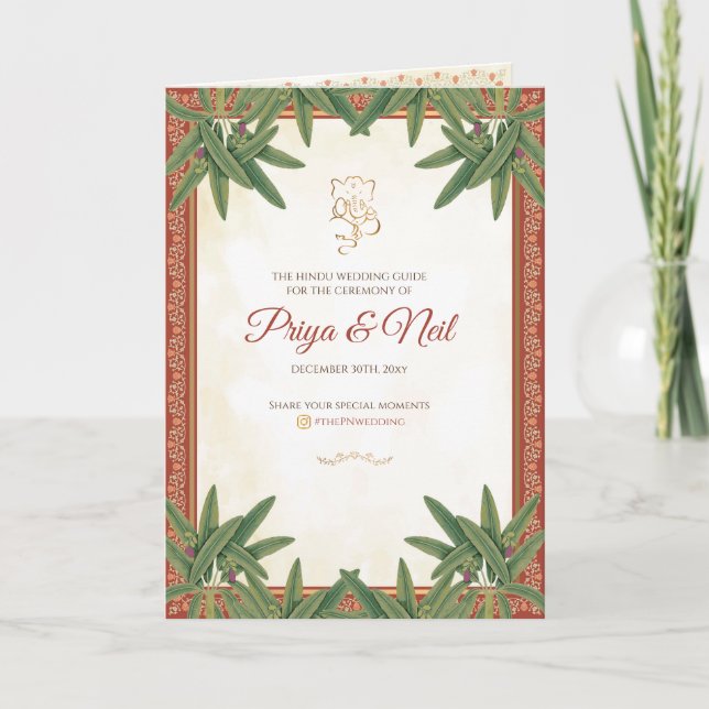 Hindu Ceremony Program Indian Wedding program Programme (Front)