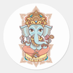 Hindu elephant God Lord Ganesh. Classic Round Sticker