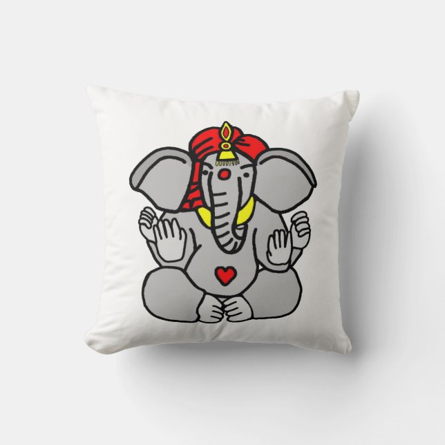 Hindu Elephant God Lord Ganesh Pillow (Front)
