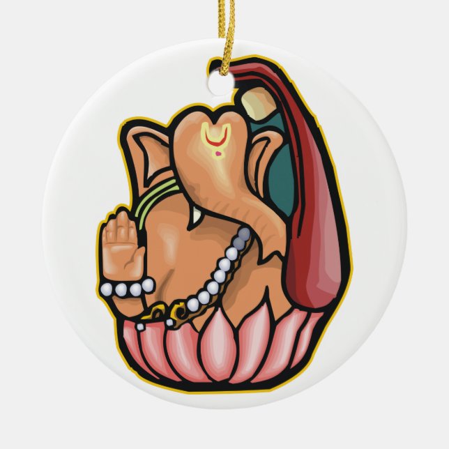 Hindu Ganesh Ceramic Tree Decoration (Front)