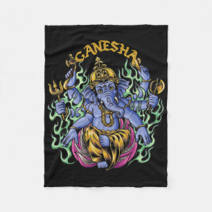 Hindu Ganesha God Elephant Spiritual Yoga Meditati Fleece Blanket