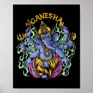 Hindu Ganesha God Elephant Spiritual Yoga Meditati Poster