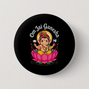 Hindu Ganesha Puja Elephant God India Meditation Y 6 Cm Round Badge