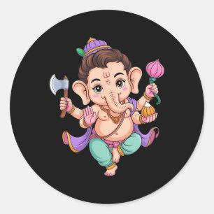 Hindu Ganesha Puja Elephant God India Meditation Y Classic Round Sticker