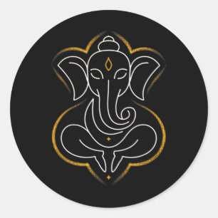 Hindu Ganesha Puja Elephant God India Meditation Y Classic Round Sticker