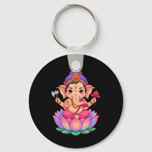 Hindu Ganesha Puja Elephant God India Meditation Y Key Ring