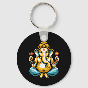 Hindu Ganesha Puja Elephant God India Meditation Y Key Ring