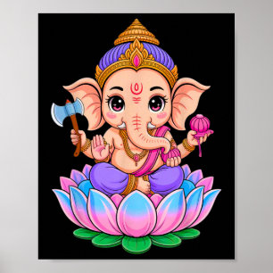 Hindu Ganesha Puja Elephant God India Meditation Y Poster