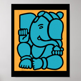 Hindu Ganesha Puja Elephant God Yoga Meditation Mi Poster
