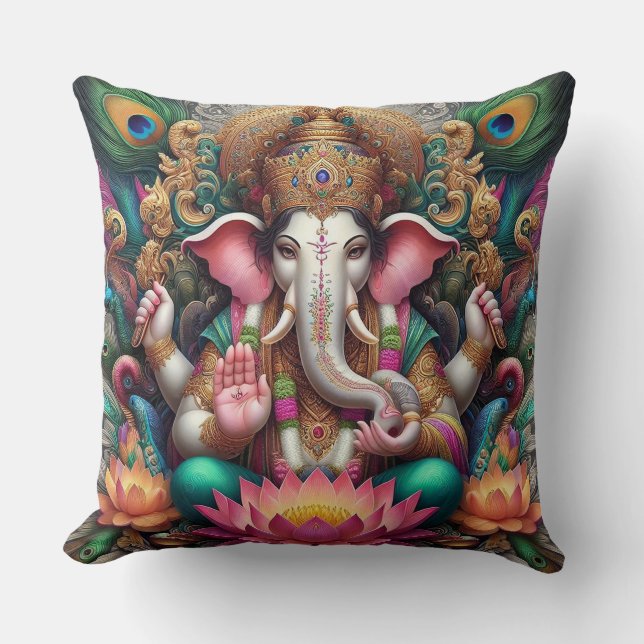 Hindu God Lord Ganesh / Ganesha Pillow (Front)