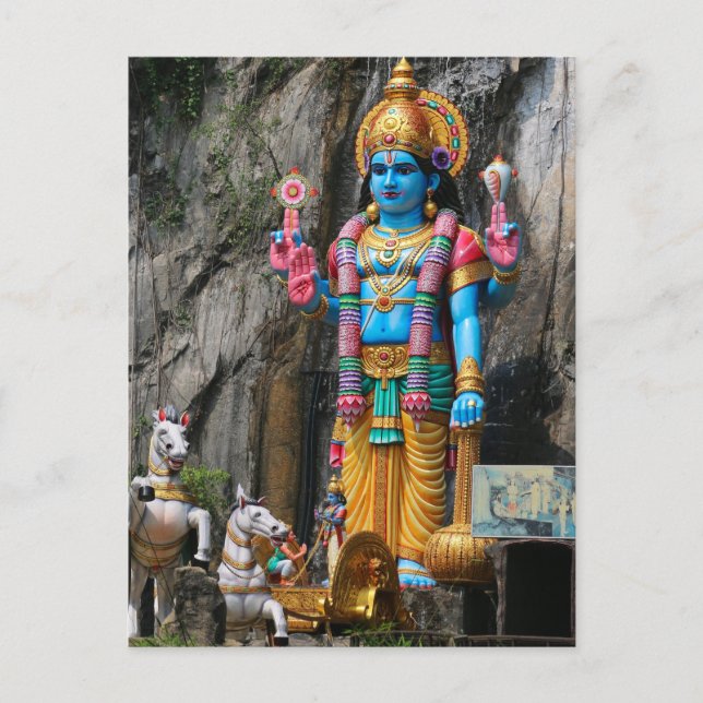 Hindu God sculpture with horse carriage Postcard (Front)