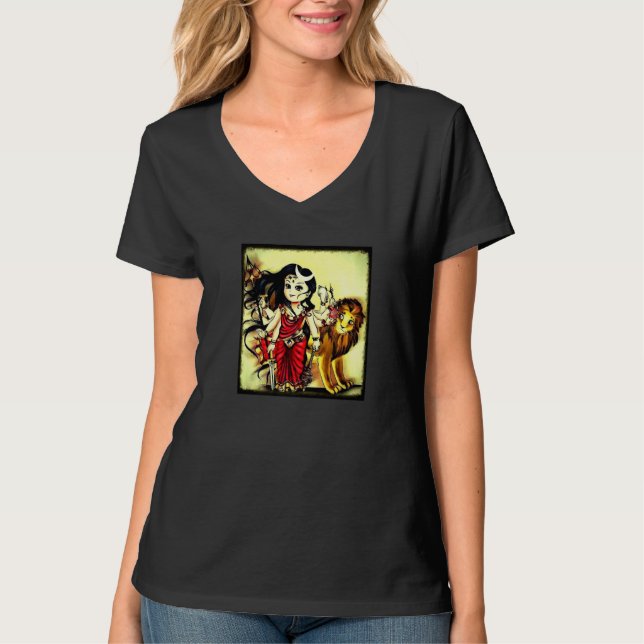 Hindu Goddess Durga Jai Mata Di Innocent Durga Maa T-Shirt (Front)