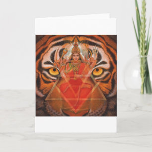 Hindu Goddess Durga, Kali Powerful Tiger Art card