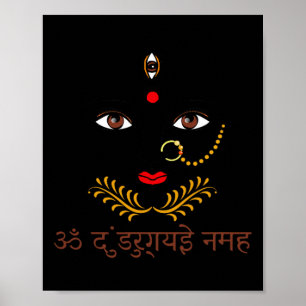 Hindu Goddess Durga Yoga With Sanskrit Mantra Poster