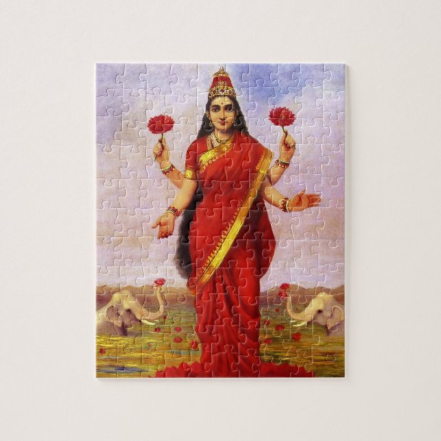 Hindu Goddess Lakshmi by Raja Ravi Varma Jigsaw Puzzle (Vertical)