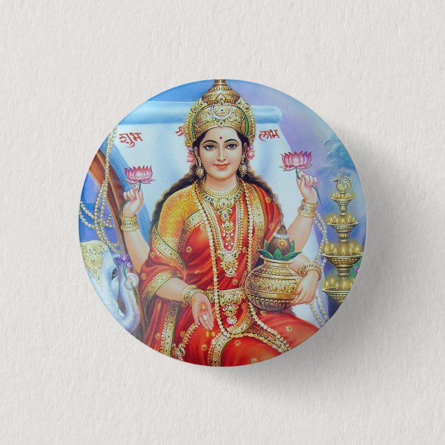 Hindu Goddess Lakshmi Devi 3 Cm Round Badge (Front)