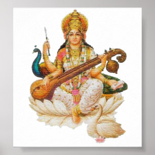 Hindu Goddess Saraswati Godess For art education Poster