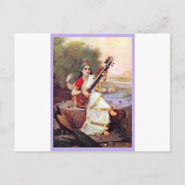 Hindu Goddess Saraswati Postcard (Front)