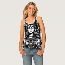 Hindu Goddess Shiva Ladies Tank Top with Om design